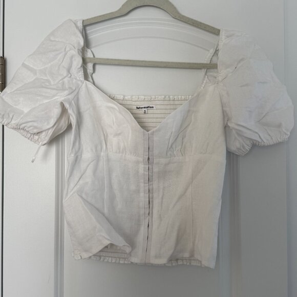 Reformation Rome Linen Top, Size 10, White - Picture 2 of 5